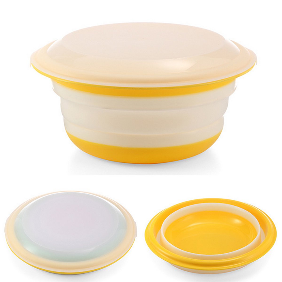 Collapsible Bowls with Lids, Foldable Meal Prep Containers Reusable,  Silicone Food Storage Container…See more Collapsible Bowls with Lids,  Foldable